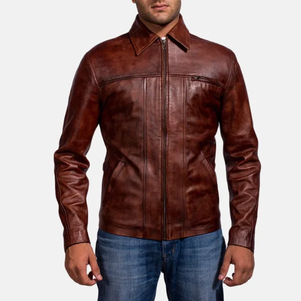 Abstract Mens Leather Jacket