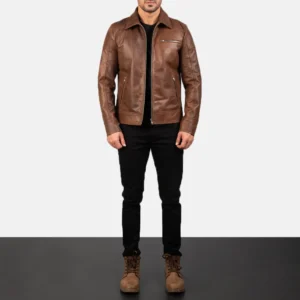Lavendard Brown Leather Jacket