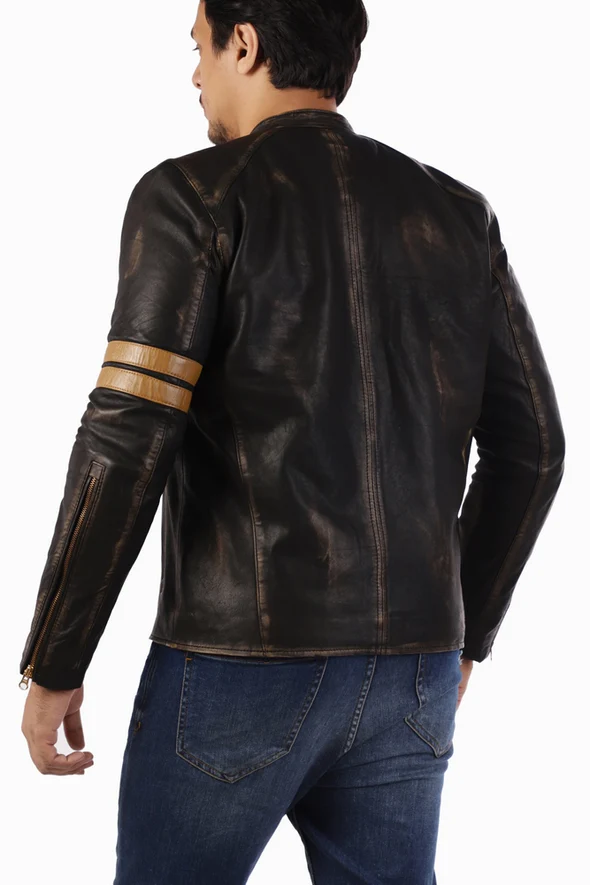 Mens Racer black Leather Jacket