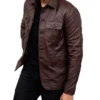 Brown Men Blazer Leather Jacket