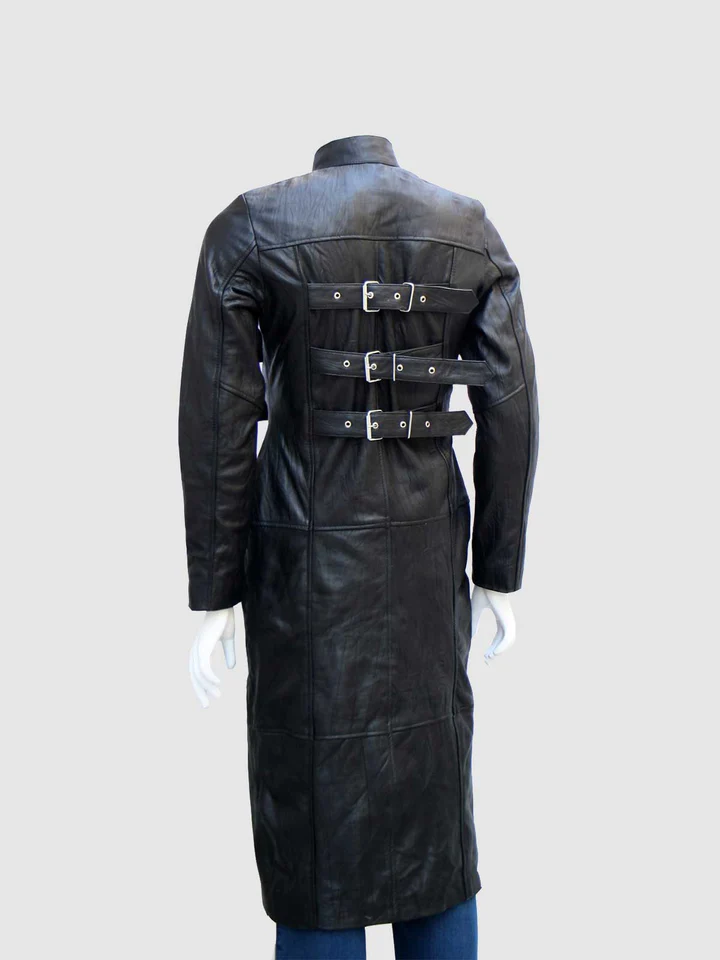 Mens Black Leather Long Jacket, Mens Coat