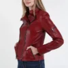 Womens Red Leather Coat