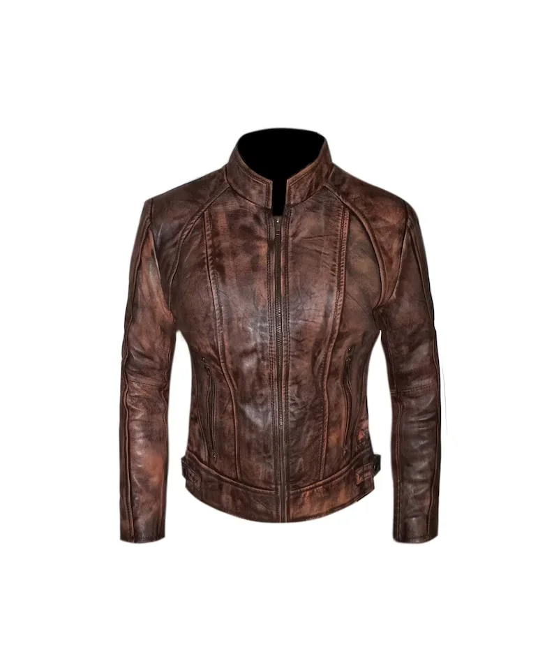 Brown Wax Leather Jacket