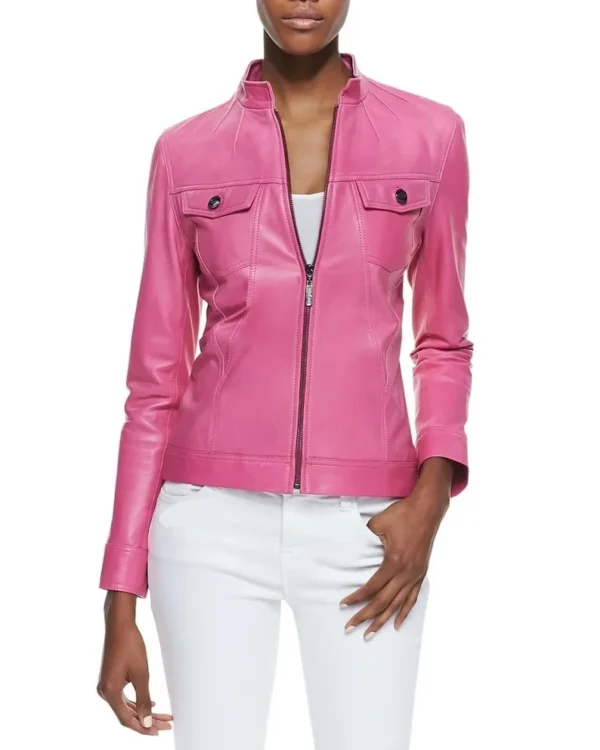 Savant Pink Leather Jacket