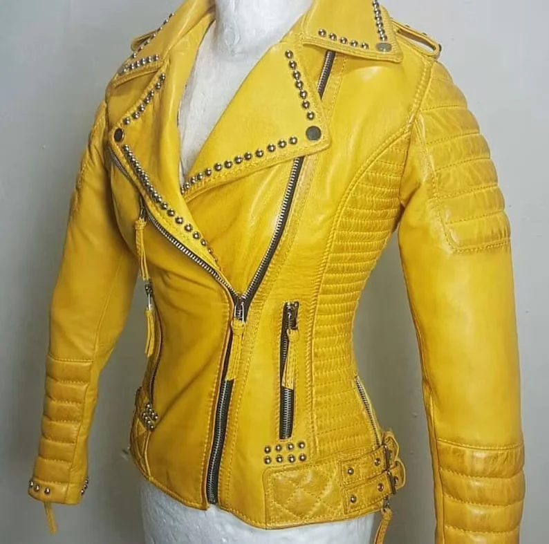 Monica Yelllow Leather Jacket