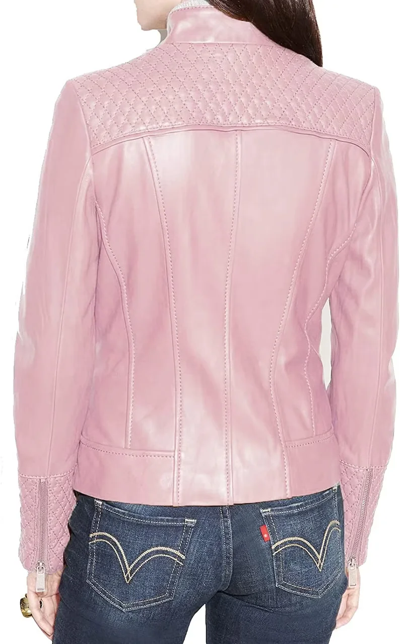 Fiona Pink Leather Jacket