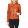 Donna Orange Leather Jacket