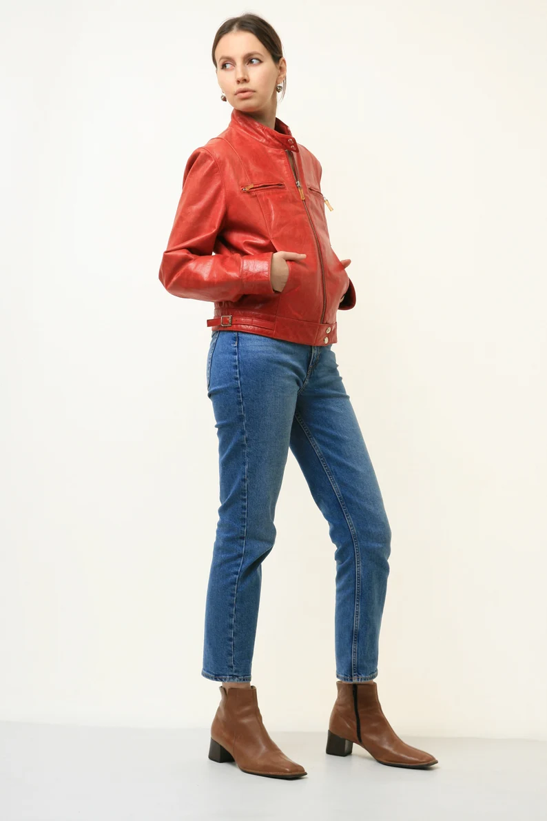 Donna Red Leather Jacket