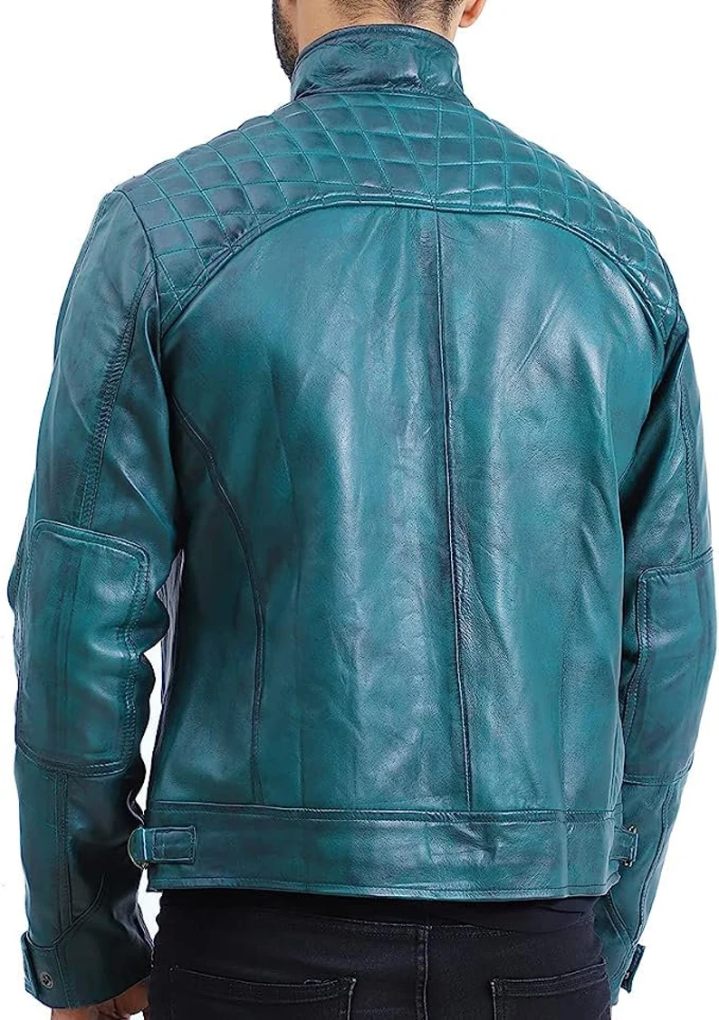 Fernando Blue Leather Jacket