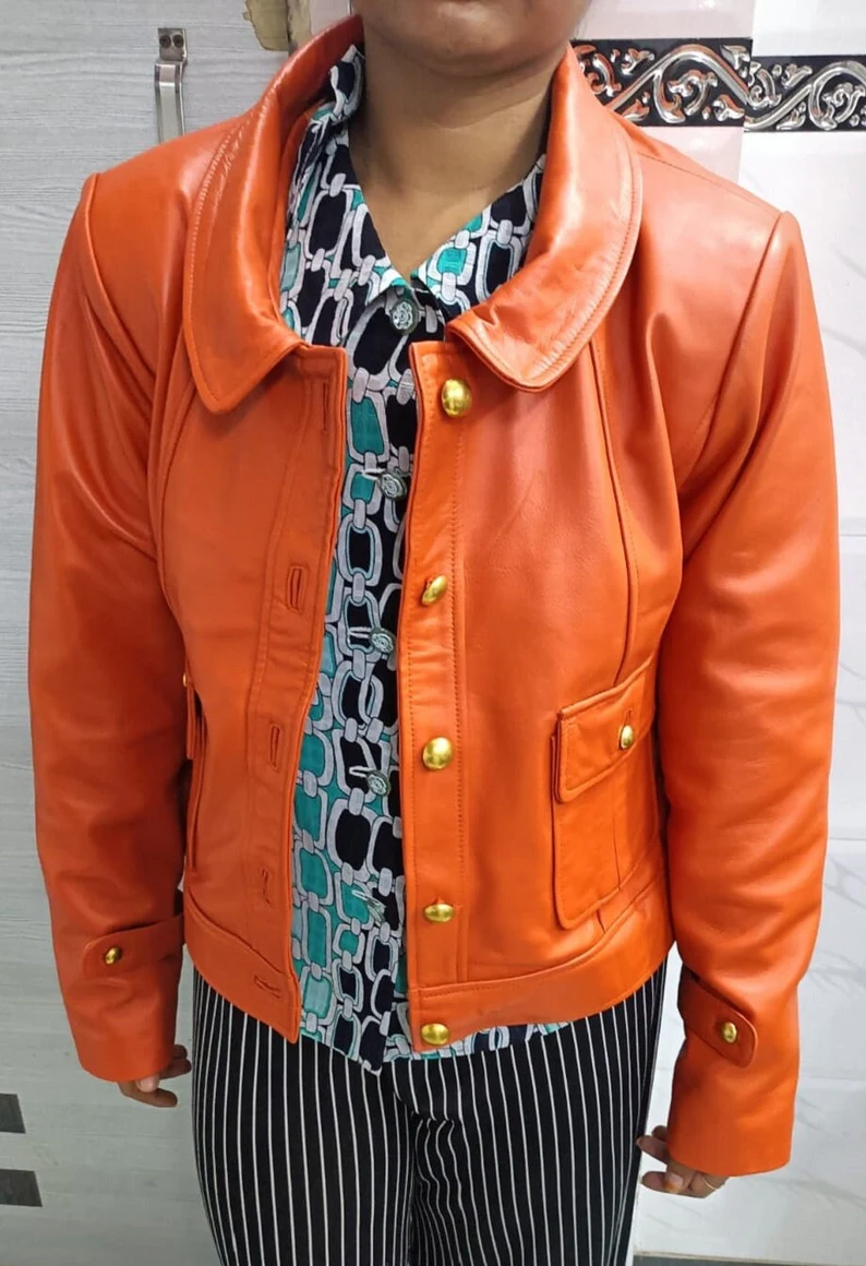 Hadley Orange Leather Jacket