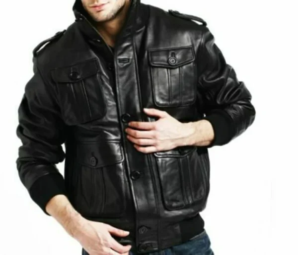Black Aviator Leather Jacket